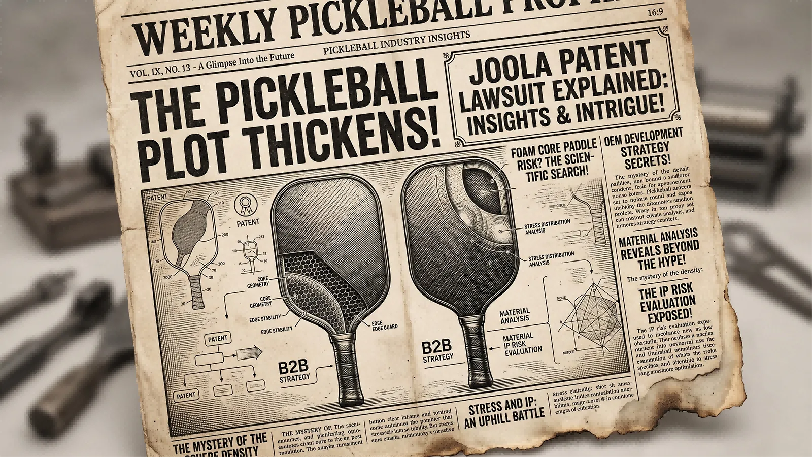 JOOLA patent lawsuit guide covering foam core pickleball paddle risk and OEM development strategy