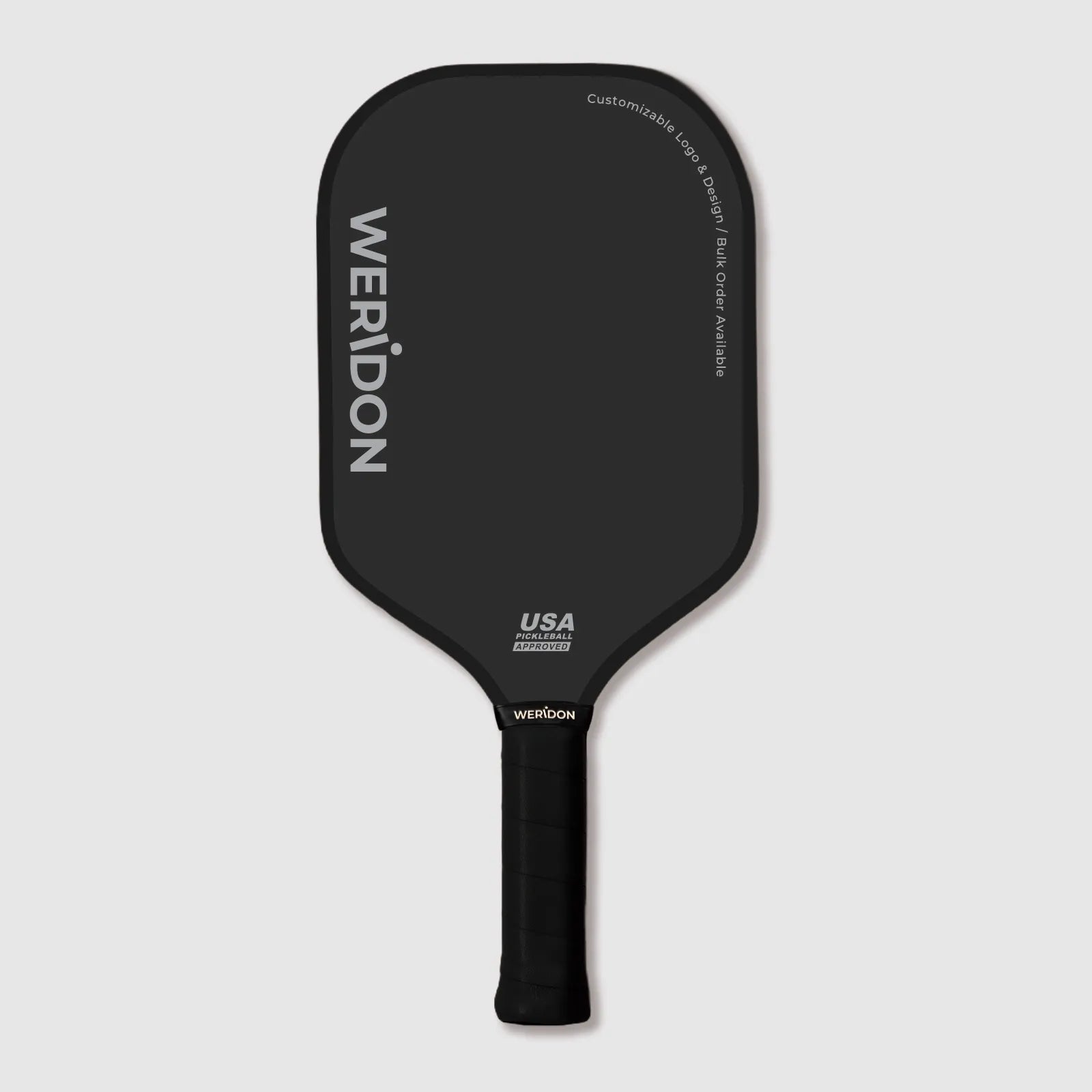Custom thermoformed carbon fiber pickleball paddle flat-top design on white background