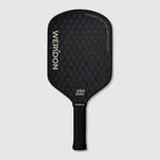 Black GeoCube carbon fiber pickleball paddle with 'WERIDON' branding on a light gray background