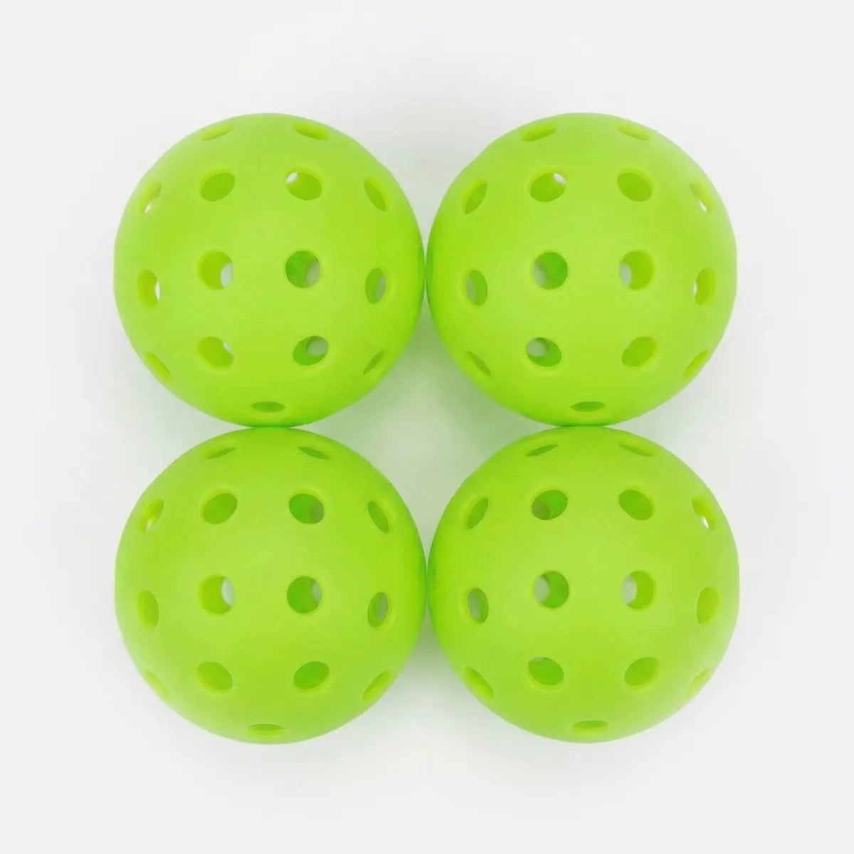 Fluorescent green outdoor pickleball balls 4 pack on white background