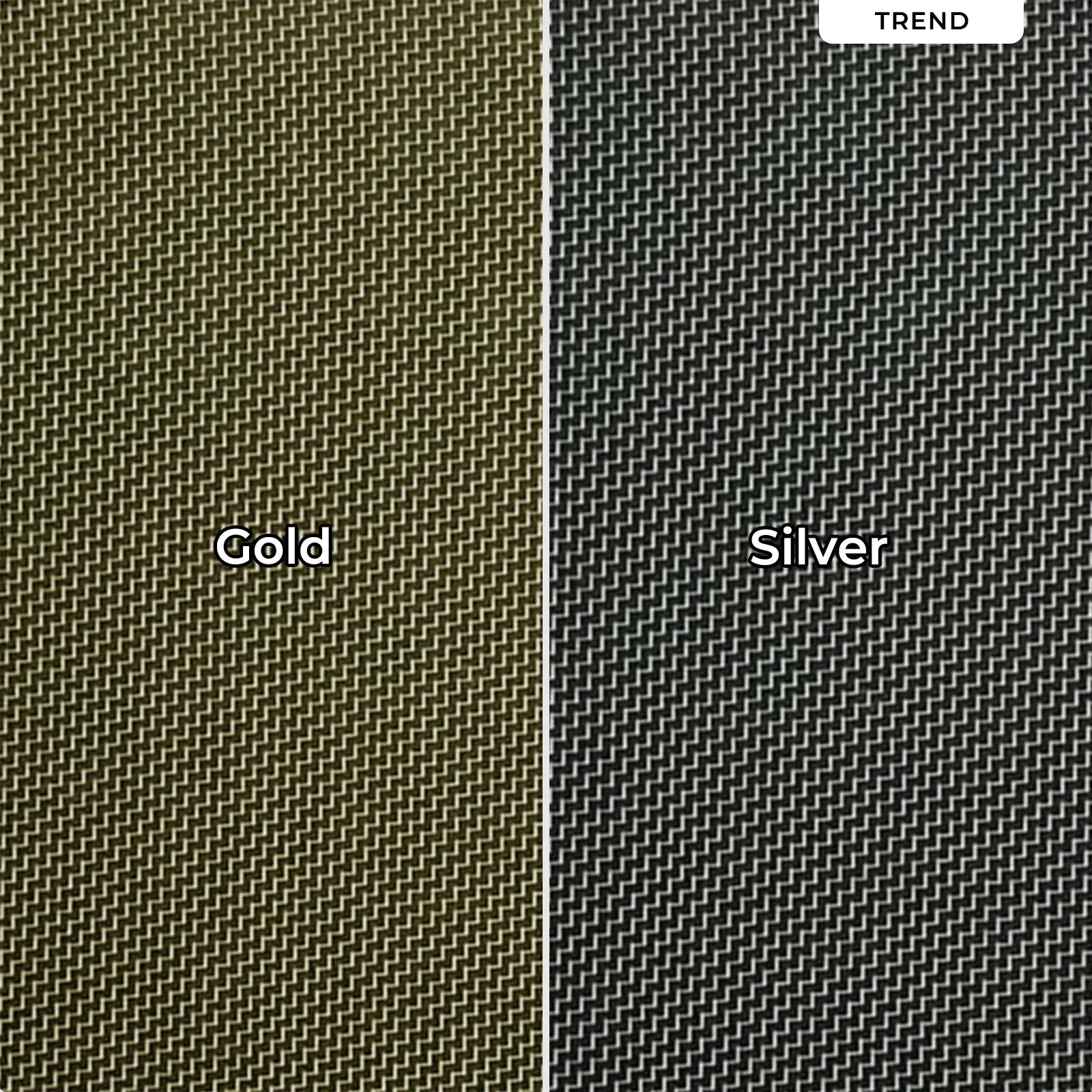 Two titanium mesh carbon textured patterns labeled 'Gold' and 'Silver' on a plain background.