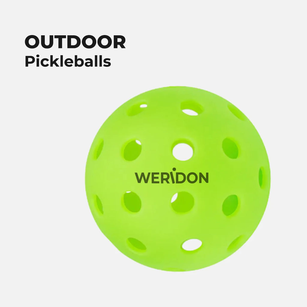WERiDON outdoor pickleballs on a white background